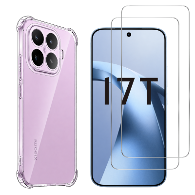 PHONILLICO Coque antichoc pour Xiaomi 17T et 2 Verres Tremp&eacute; Film Protection Ecran