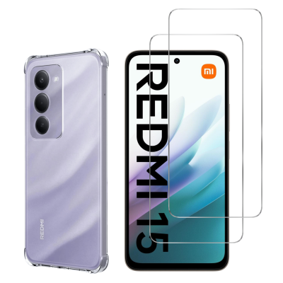 PHONILLICO Coque antichoc pour Xiaomi Redmi 15 et 2 Verres Tremp&eacute; Film Protection Ecran