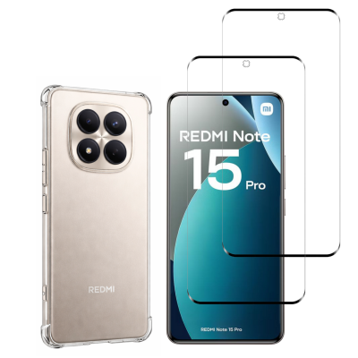 PHONILLICO Coque antichoc pour Xiaomi Redmi Note 15 PRO 4G et 2 Verres Tremp&eacute; Film Protection Ecran