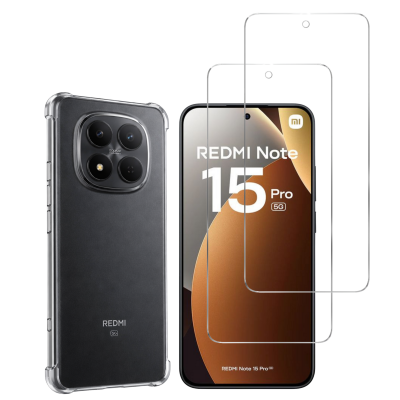 PHONILLICO Coque antichoc pour Xiaomi Redmi Note 15 PRO 5G et 2 Verres Tremp&eacute; Film Protection Ecran