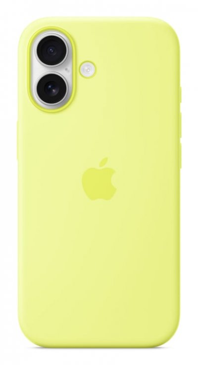 APPLE Coque  en silicone avec MagSafe jaune fluo pour iPhone 17