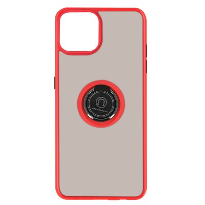 AVIZAR Coque Apple iPhone 13 Pro Max Bi-mati&egrave;re Bague M&eacute;tallique Support rouge