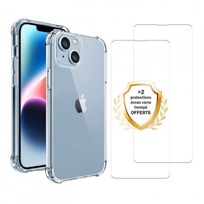 EVETANE Coque Apple Iphone 14 antichoc + 2 vitres - 