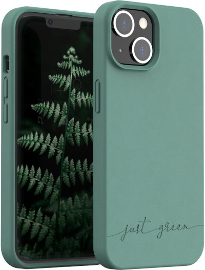JUST GREEN Coque Apple iPhone 14 Biod&eacute;gradable Night Green  - Neuf