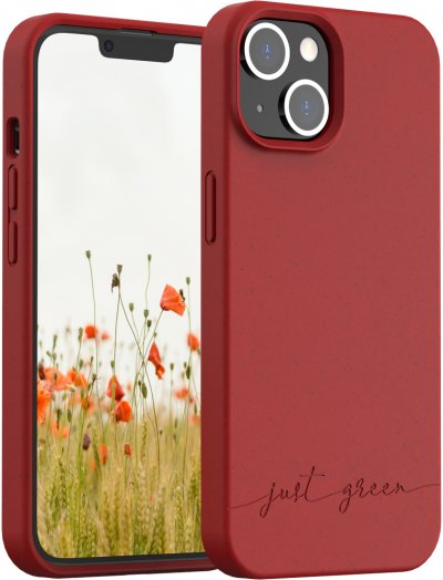 JUST GREEN Coque Apple iPhone 14 Biod&eacute;gradable Rouge  - Neuf