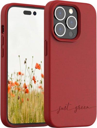JUST GREEN Coque Apple iPhone 14 Pro Biod&eacute;gradable Rouge  - Neuf