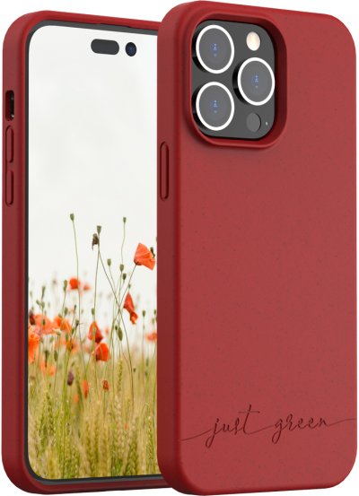 JUST GREEN Coque Apple iPhone 14 Pro Max Biod&eacute;gradable Rouge  - Neuf