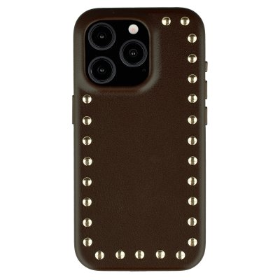 SELENCIA Coque arri&egrave;re iPhone 15 Pro Studs MagSafe Cacao Crush
