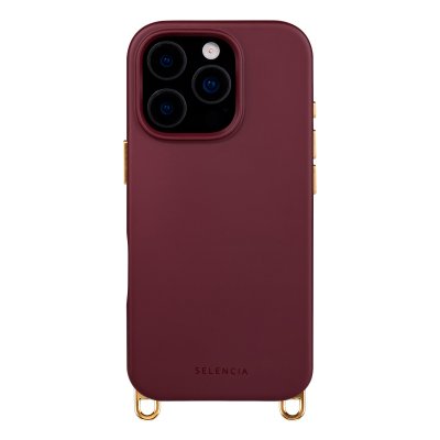 SELENCIA Coque arri&egrave;re iPhone 16 Pro Max Rivi&egrave;ra MagSafe Crochets Amovibles Bold Burgundy