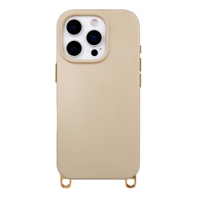 SELENCIA Coque arri&egrave;re iPhone 16 Pro Rivi&egrave;ra MagSafe crochets amovibles Beige