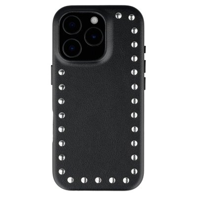 SELENCIA Coque arri&egrave;re iPhone 16 Pro Studs MagSafe Velvet Black
