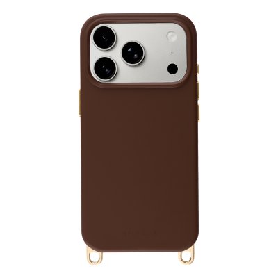 SELENCIA Coque arri&egrave;re iPhone 17 Pro Rivi&egrave;ra MagSafe crochets amovibles Brun fonc&eacute;