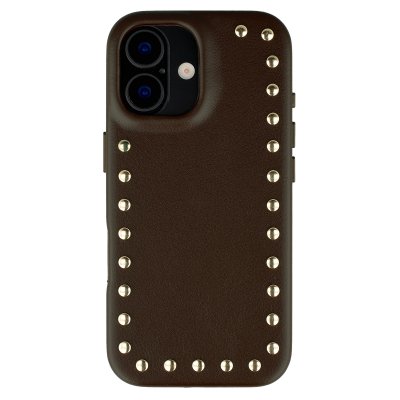 SELENCIA Coque arri&egrave;re iPhone 17 Studs MagSafe - Brun fonc&eacute;