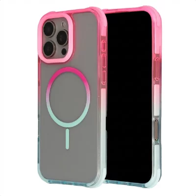 SELENCIA Coque arri&egrave;re MagSafe Gradient pour iPhone 16 Pro Max - Rose / Bleu