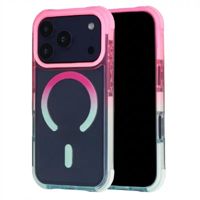 SELENCIA Coque arri&egrave;re MagSafe Gradient pour iPhone 17 Pro Max - Rose / Bleu
