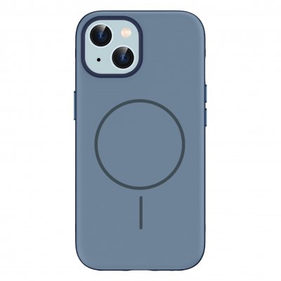 IMOSHION Coque arri&egrave;re MagSafe pour iPhone 15 - Bleu fonc&eacute; - Finition Soft-Touch