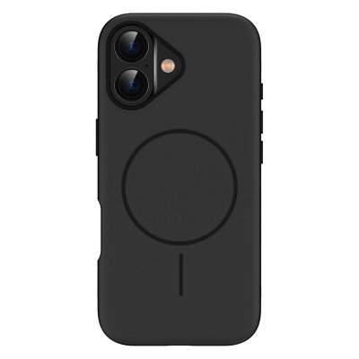IMOSHION Coque arri&egrave;re MagSafe pour iPhone 16 - Noir - Finition Soft-Touch