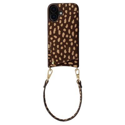 SELENCIA Coque arri&egrave;re Nova iPhone 17 - Cuir v&eacute;ritable avec porte-cartes et cordon - Fawn Chic