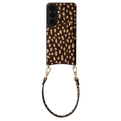 SELENCIA Coque arri&egrave;re Nova Samsung Galaxy S25 - Cuir v&eacute;ritable avec porte-cartes et cordon - Fawn Chic