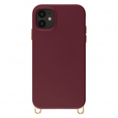 SELENCIA Coque arri&egrave;re Rivi&egrave;ra MagSafe avec crochets amovibles pour iPhone 11 - Bold Burgundy