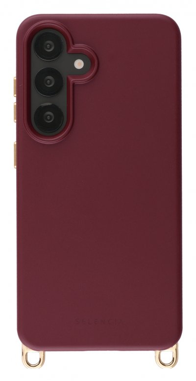 SELENCIA Coque arri&egrave;re Rivi&egrave;ra MagSafe avec crochets amovibles pour Samsung Galaxy S25 / S24 Rouge