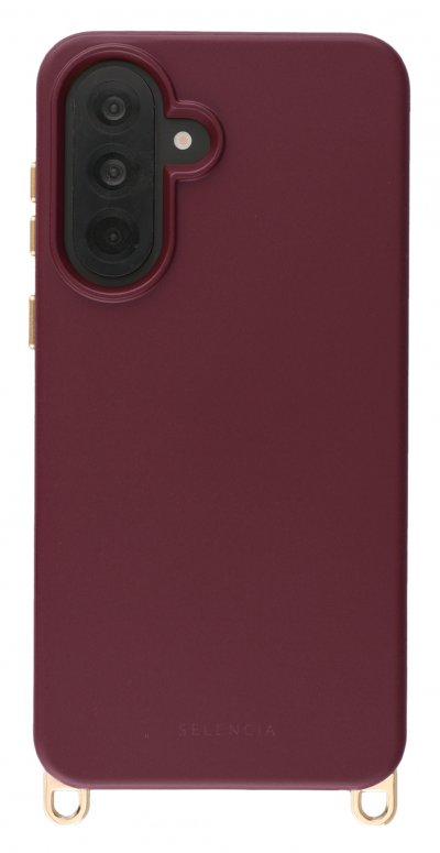 SELENCIA Coque arri&egrave;re Rivi&egrave;ra MagSafe crochets amovibles Silicone pour Samsung Galaxy A37 (5G) Bold Burgundy