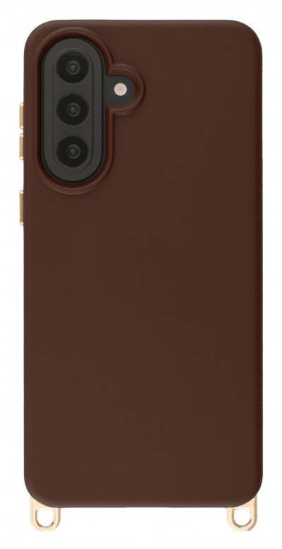 SELENCIA Coque arri&egrave;re Rivi&egrave;ra MagSafe crochets amovibles Silicone pour Samsung Galaxy A57 (5G) Choco Brown
