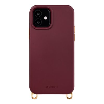 SELENCIA Coque arri&egrave;re Rivi&egrave;ra MagSafe pour iPhone 12 / 12 Pro - Crochets amovibles - Bold Burgundy