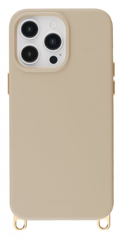 SELENCIA Coque arri&egrave;re Rivi&egrave;ra MagSafe pour iPhone 13 Pro - Crochets amovibles - Silicone - Milky Latte