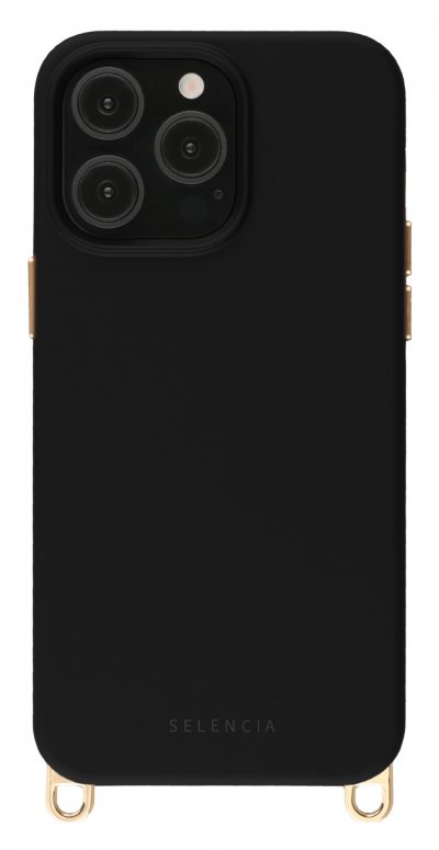 SELENCIA Coque arri&egrave;re Rivi&egrave;ra MagSafe pour iPhone 13 Pro - Crochets amovibles - Silicone - Velvet Black