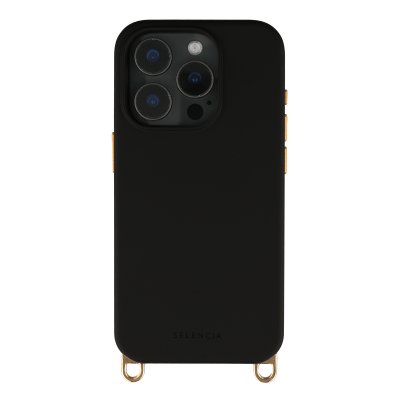 SELENCIA Coque arri&egrave;re Rivi&egrave;ra MagSafe pour iPhone 15 Pro - Crochets amovibles - Noir