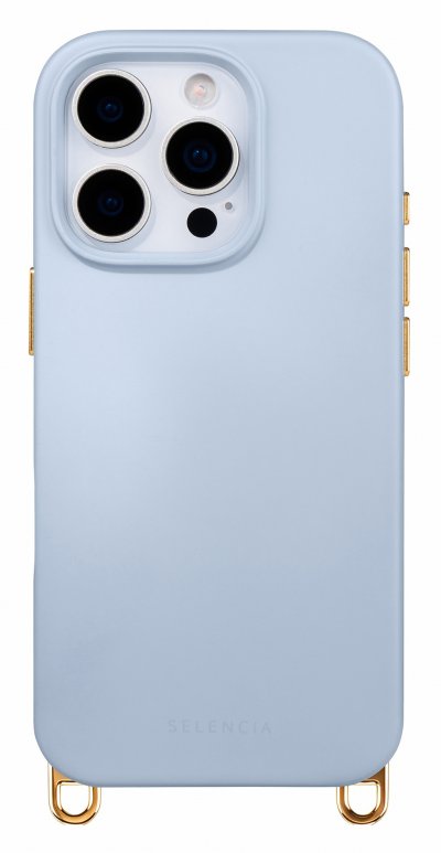 SELENCIA Coque arri&egrave;re Rivi&egrave;ra MagSafe pour iPhone 16 Pro Max - Powder Blue - Crochets amovibles