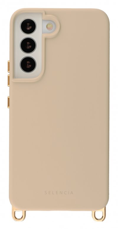 SELENCIA Coque arri&egrave;re Rivi&egrave;ra MagSafe pour Samsung Galaxy S22 - Crochets amovibles - Silicone - Milky Latte