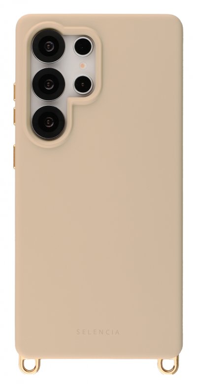 SELENCIA Coque arri&egrave;re Rivi&egrave;ra MagSafe pour Samsung Galaxy S25 Ultra - Crochets amovibles - Silicone Beige