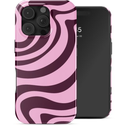 SELENCIA Coque arri&egrave;re Vivid avec MagSafe pour iPhone 16 Pro - Wavy Swirl Pink Plum