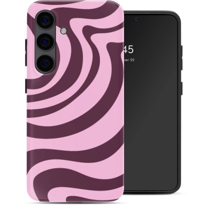 SELENCIA Coque arri&egrave;re Vivid avec MagSafe pour Samsung Galaxy S24 - Wavy Swirl Pink Plum
