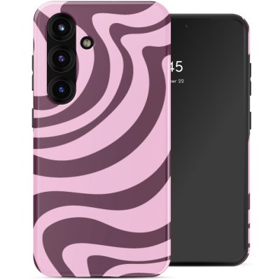 SELENCIA Coque arri&egrave;re Vivid avec MagSafe pour Samsung Galaxy S25 - Wavy Swirl Pink Plum