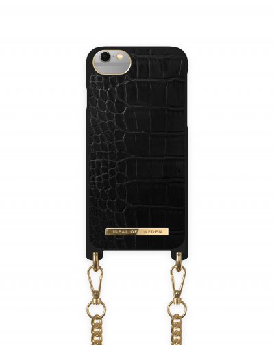IDEAL OF SWEDEN Coque Bandouli&egrave;re pour iPhone SE 2022, 2020 et 8, 7, 6S, 6 Necklace Black Croco