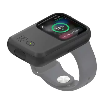 3MK Coque Batterie Induction pour Watch 49mm Silicone Autonomie 15h Noir