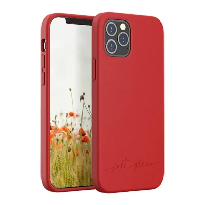 JUST GREEN Coque Biod&eacute;gradable Rouge pour iPhone 12 / 12 Pro  - Neuf