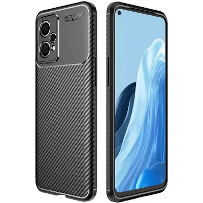 XEPTIO Coque bross&eacute;e noire pour Oppo Realme 9 Pro Plus 5G / Realme 9 4G Carbon Fiber Antichoc pochette