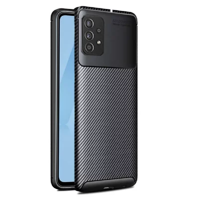 XEPTIO Coque bross&eacute;e noire pour Samsung Galaxy A53 5G Carbon Fiber Antichoc