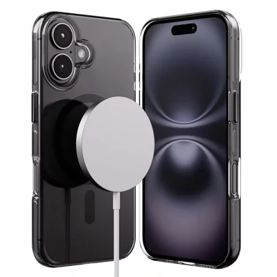 CRONG Coque Clear MAG Pro pour iPhone 16 Compatible MagSafe Noir transparent - Neuf