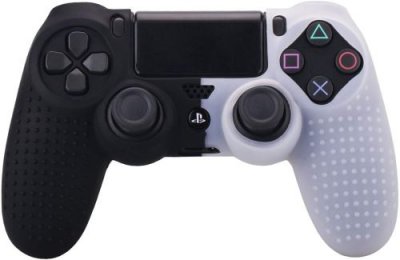 OEM Coque de protection en silicone antid&eacute;rapant pour manette PS4/Slim/Pro - Noir&Blanc
