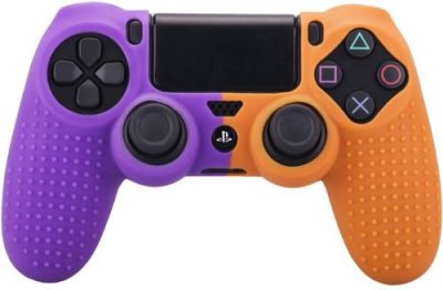 OEM Coque de protection en silicone antid&eacute;rapant pour manette PS4/Slim/Pro - Violet&Orange