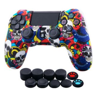 GENERIQUE Coque de protection en silicone avec 10 couverture de joystick pour Manette PS4 Multicolore