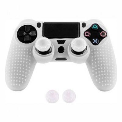OEM Coque de protection en silicone avec 2 caps pour manette PS4/Slim/Pro - Blanc