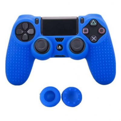 OEM Coque de protection en silicone avec 2 caps pour manette PS4/Slim/Pro - Bleu