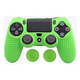 OEM Coque de protection en silicone avec 2 caps pour manette PS4/Slim/Pro - Vert