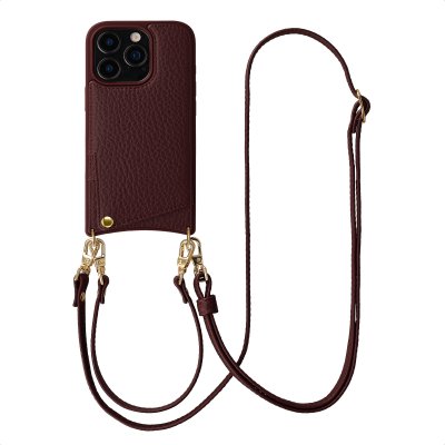 SELENCIA Coque de t&eacute;l&eacute;phone Nova avec cordon et porte-cartes pour iPhone 16 Pro Bold Burgundy